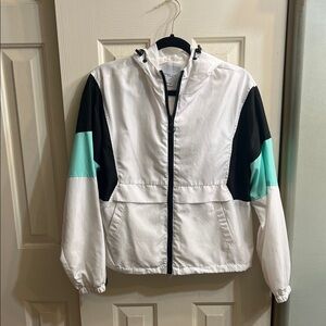 White and Black Colorblock Windbreaker
